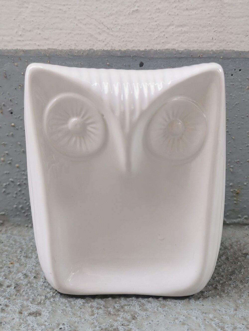 Mid-Century Style White Ceramic Owl